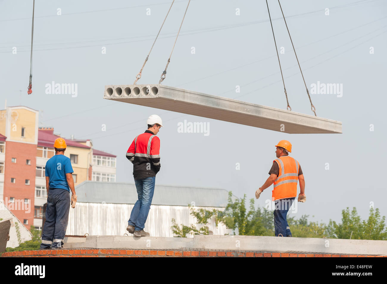 Builders under working. Construction and manufacturing theme Stock