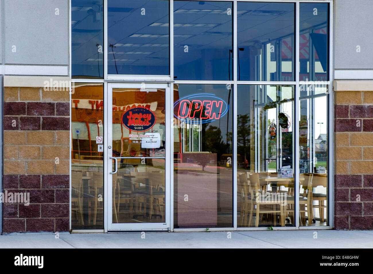 The side door exterior of Jersy Mike's Subs in Oklahoma City, Oklahoma, USA Stock Photo
