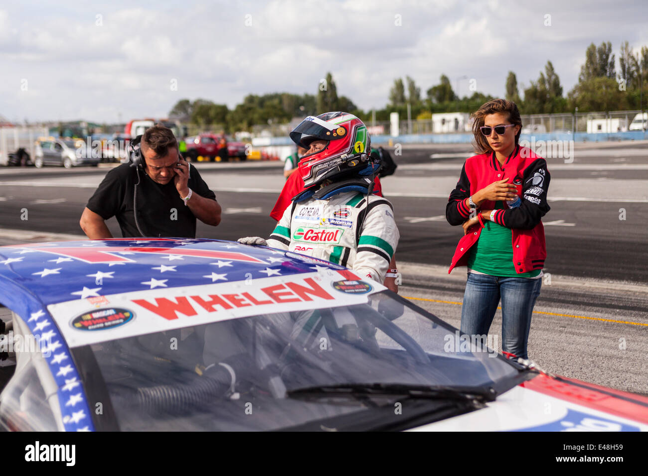 Tours, France. 05th July, 2014. A racer at the start of the Nascar Whelen Euro Series at the Tours Speedway, Tours, France. Stock Photo