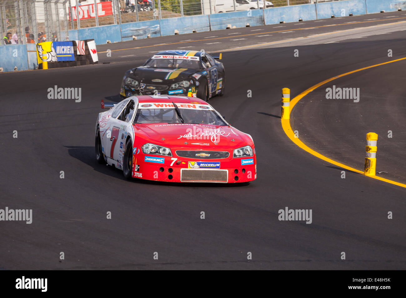 Tours, France. 05th July, 2014. Nascar Whelen Euro Series racing at the Tours Speedway, Tours, France. Stock Photo
