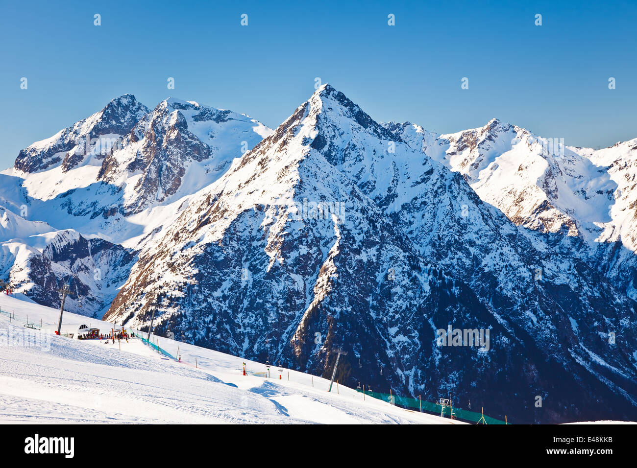 Ski resort in French Alps Stock Photo - Alamy