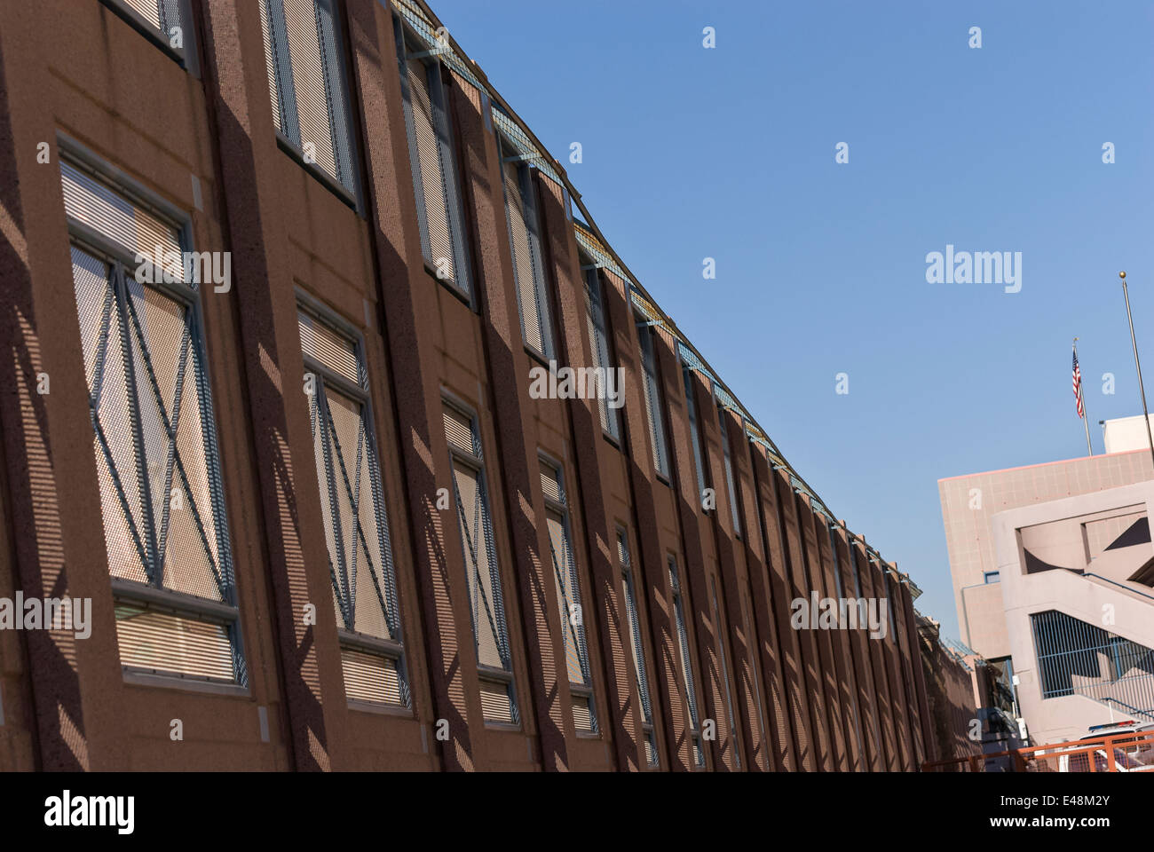 US border wall near official border crossing in downtown Nogales Arizona USA Stock Photo