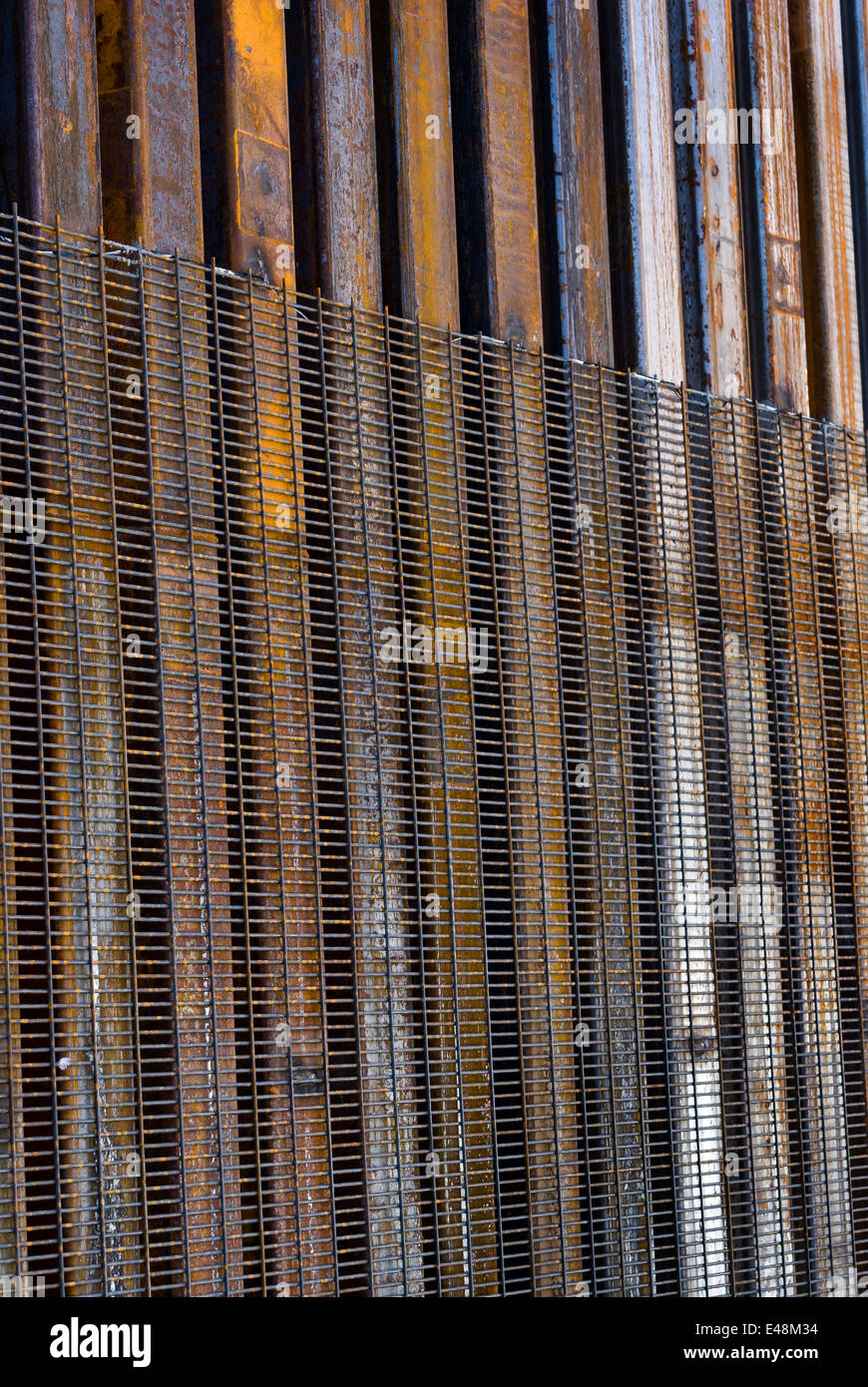 Detail of US border fence in Nogales Arizona USA Stock Photo