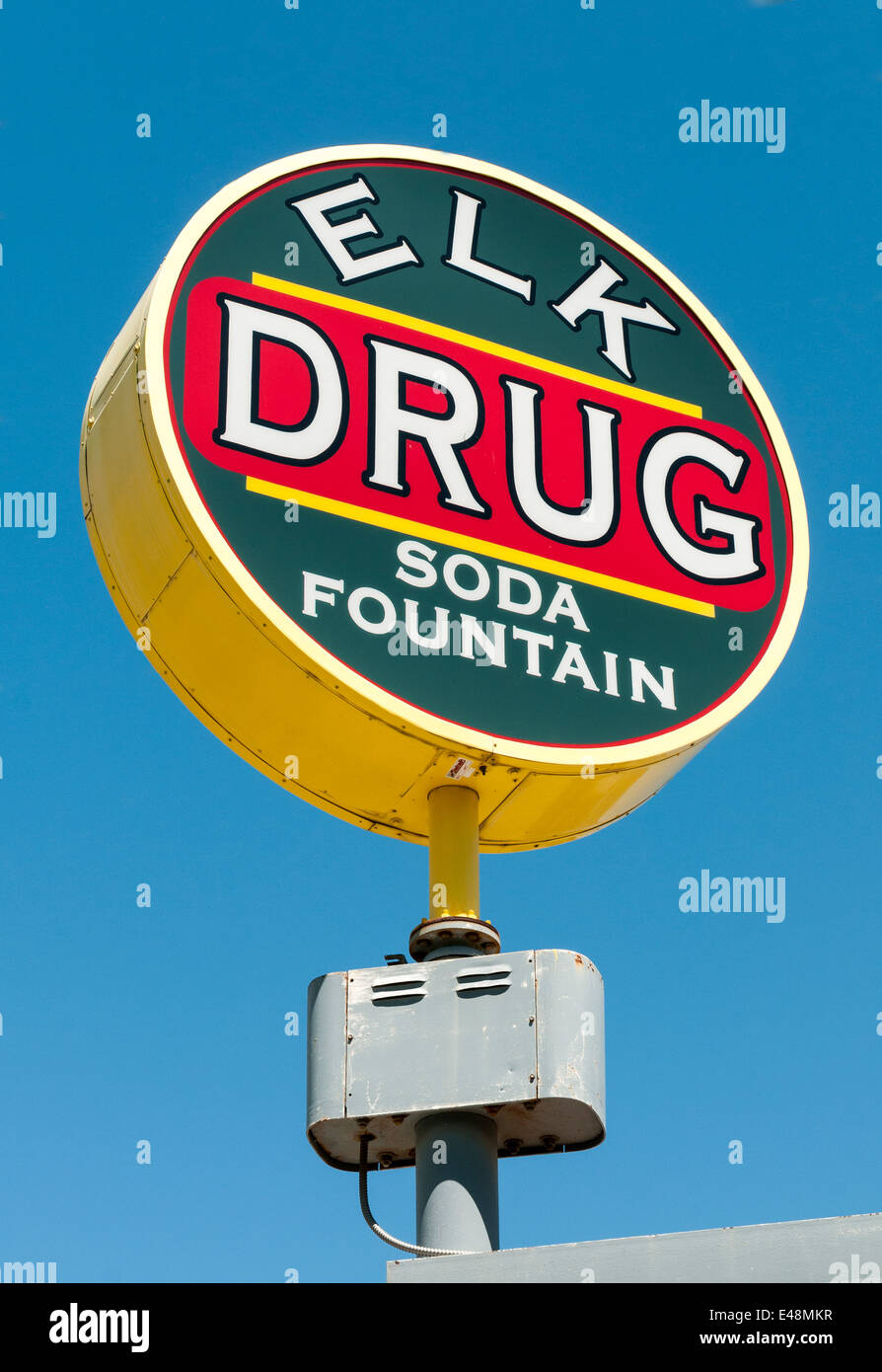 Washington, The Palouse, Dayton, Elk Drug Soda Fountain sign Stock Photo