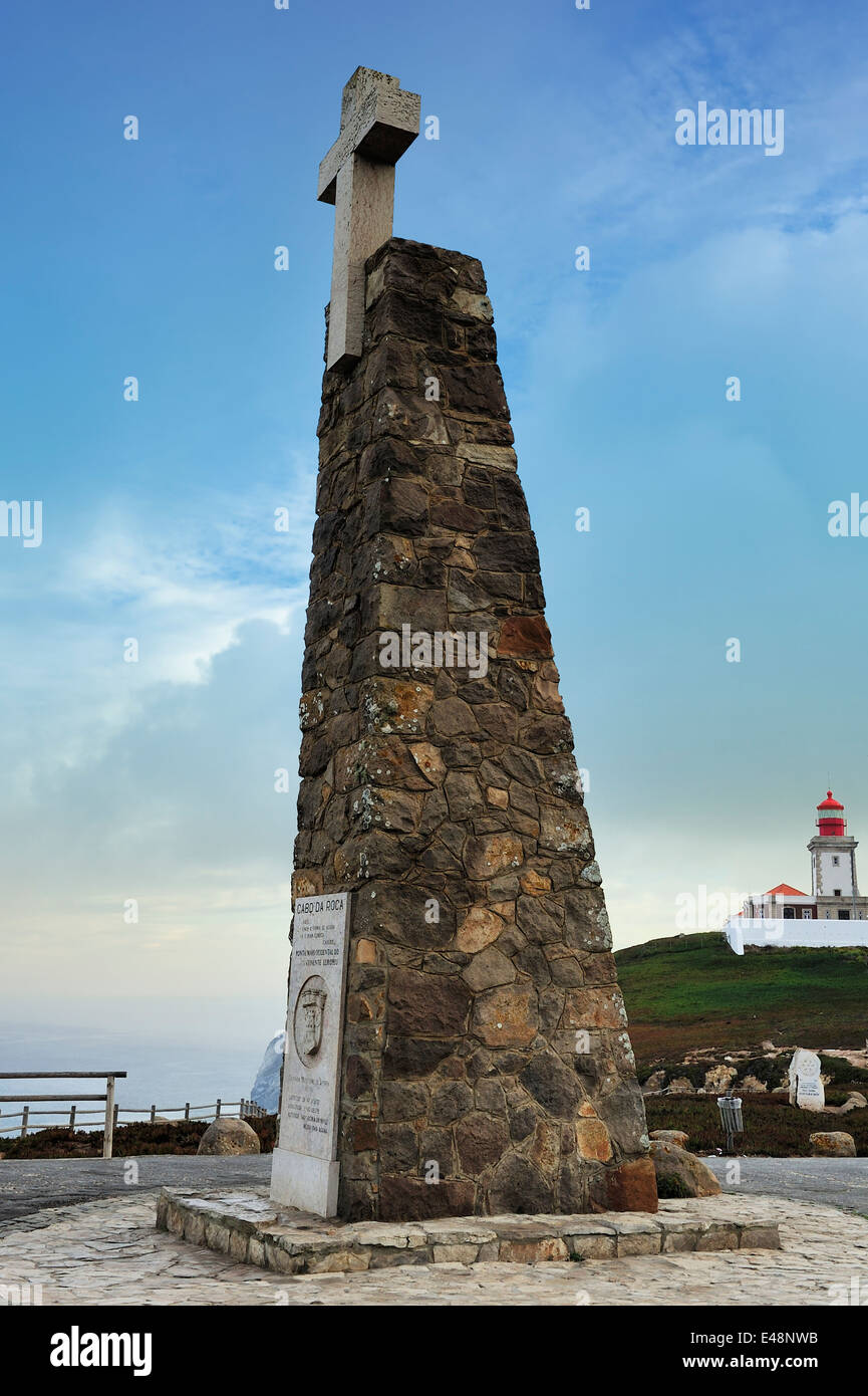 monument at the most western point in continental Europe, Cabo Da Roca, Portugal Stock Photo Alamy
