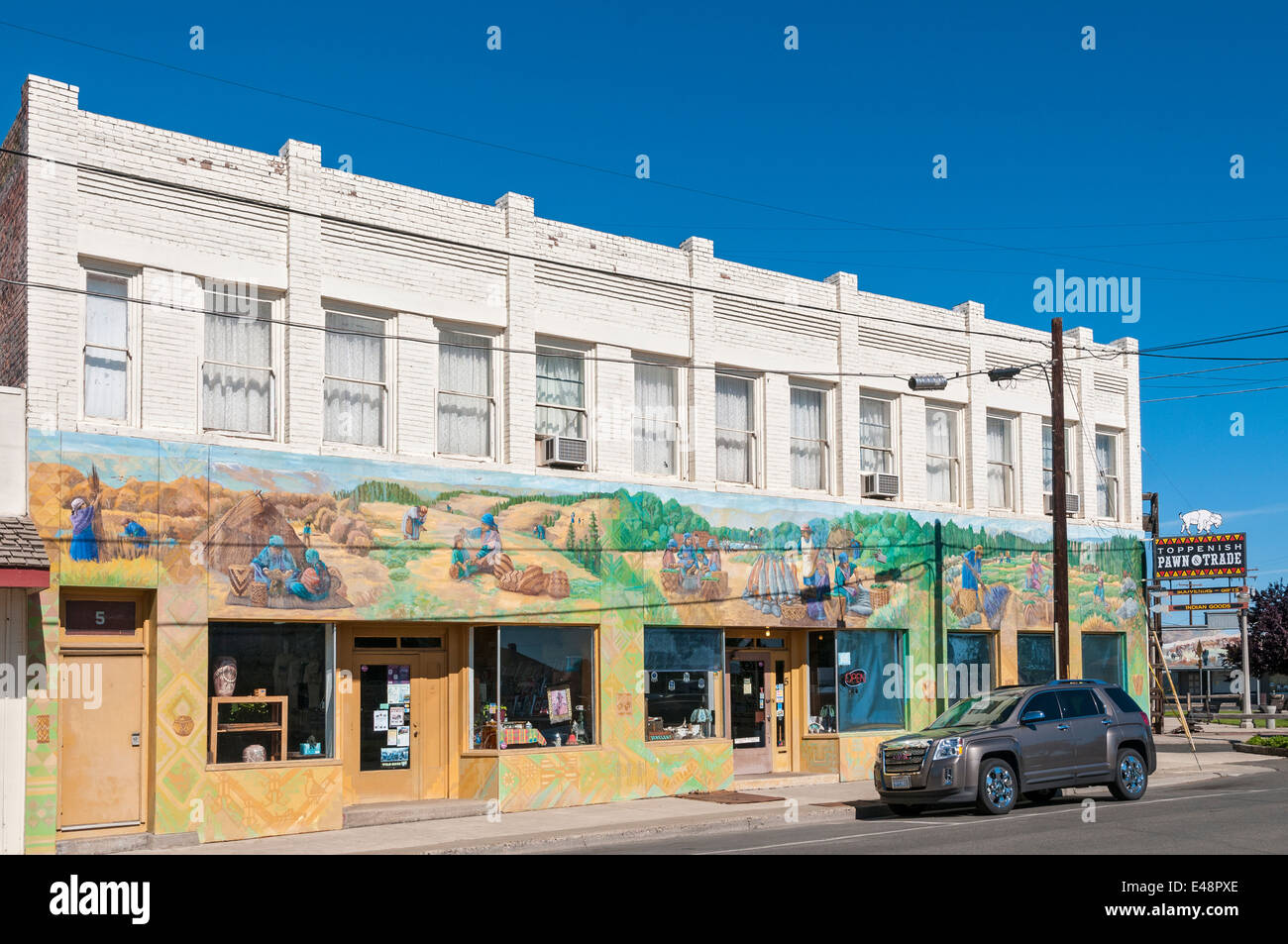 Washington, Toppenish, historical wall mural, pawn shop Stock Photo
