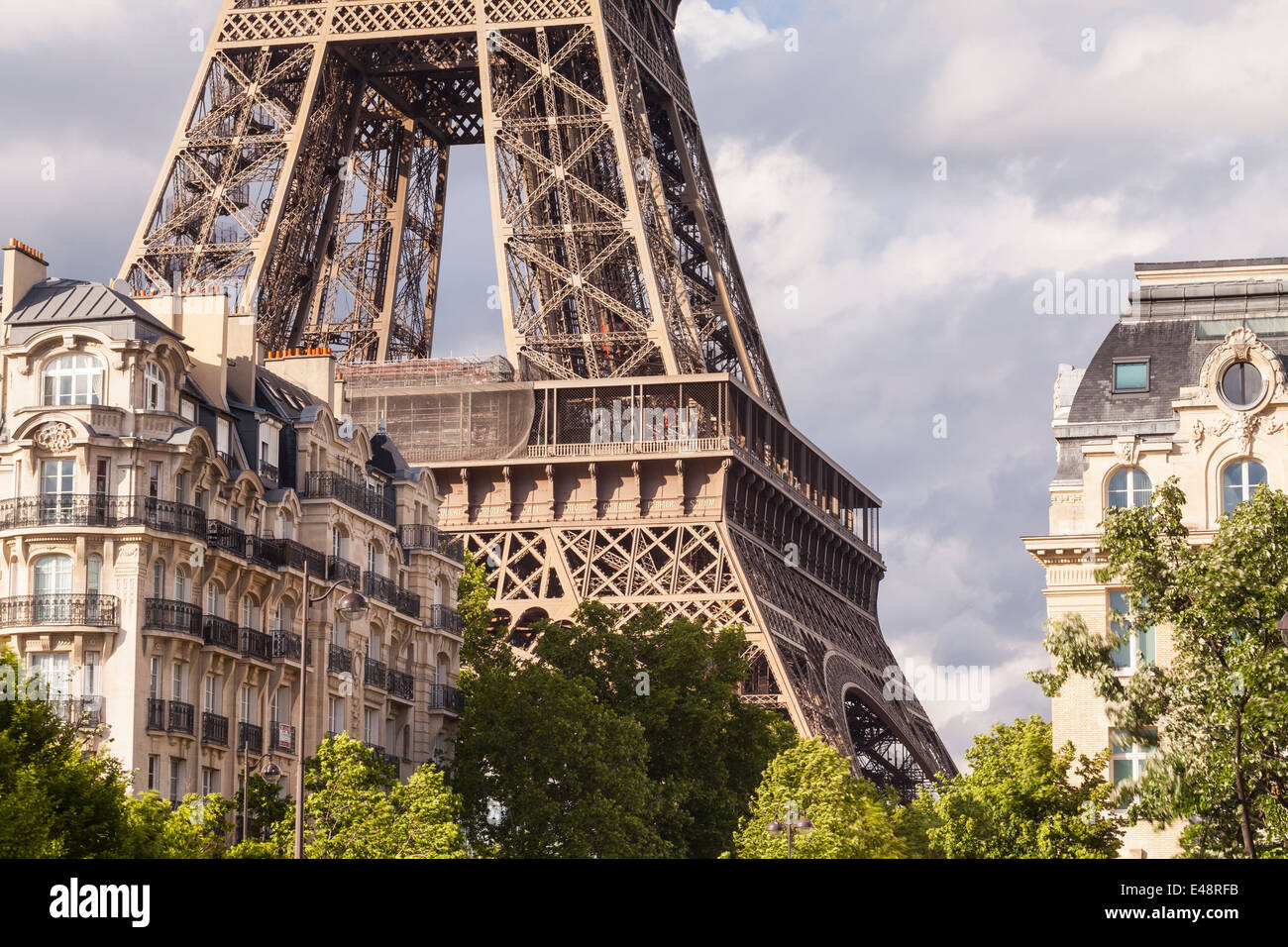 The Eiffel Tower in Paris, France. It is one of the most visited places in the World. Stock Photo