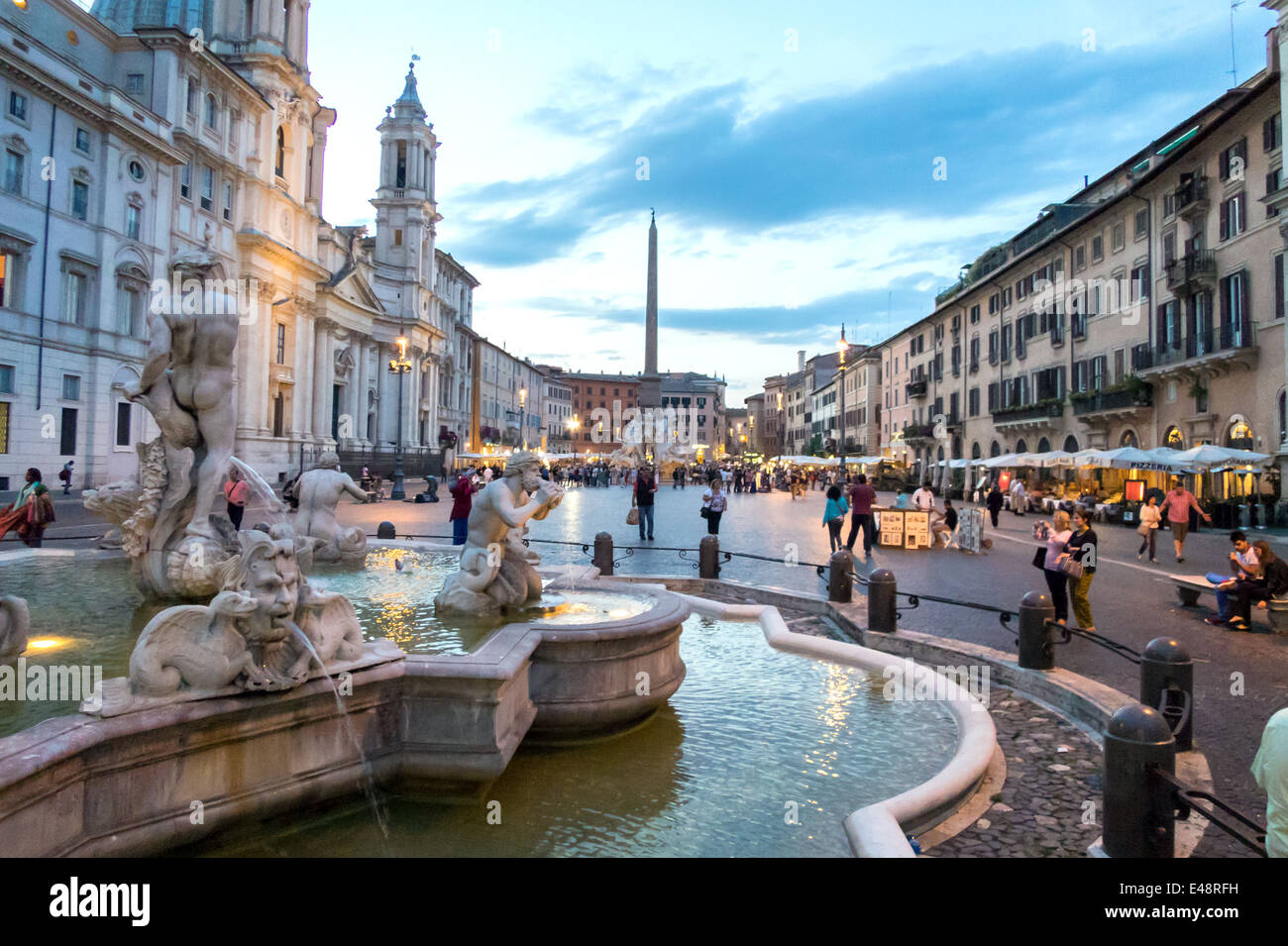 Piazza Navona in Rome at dusk Stock Photo