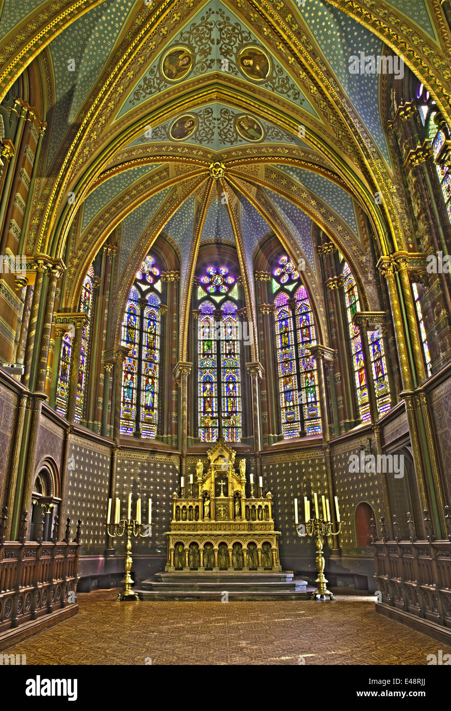 BRUSSELS, BELGIUM - JUNE 15, 2014: The presbyter of the gothic church Notre Dame de la Chapelle. Stock Photo