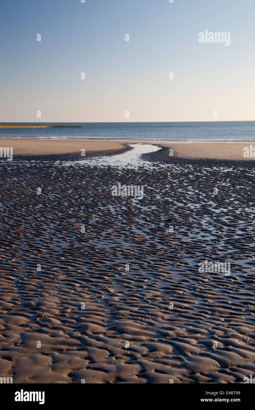 Low tide on Suedstrand beach, Borkum, East Frisian Islands, East Frisia, Lower Saxony, Germany, Europe Stock Photo