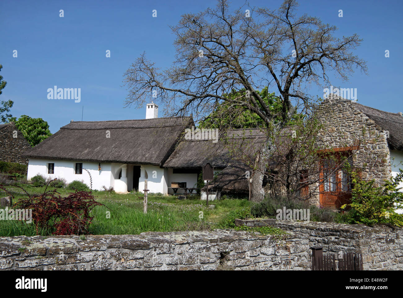 Old farmhouses in Tihany at Lake Balaton, Hungary Stock Photo