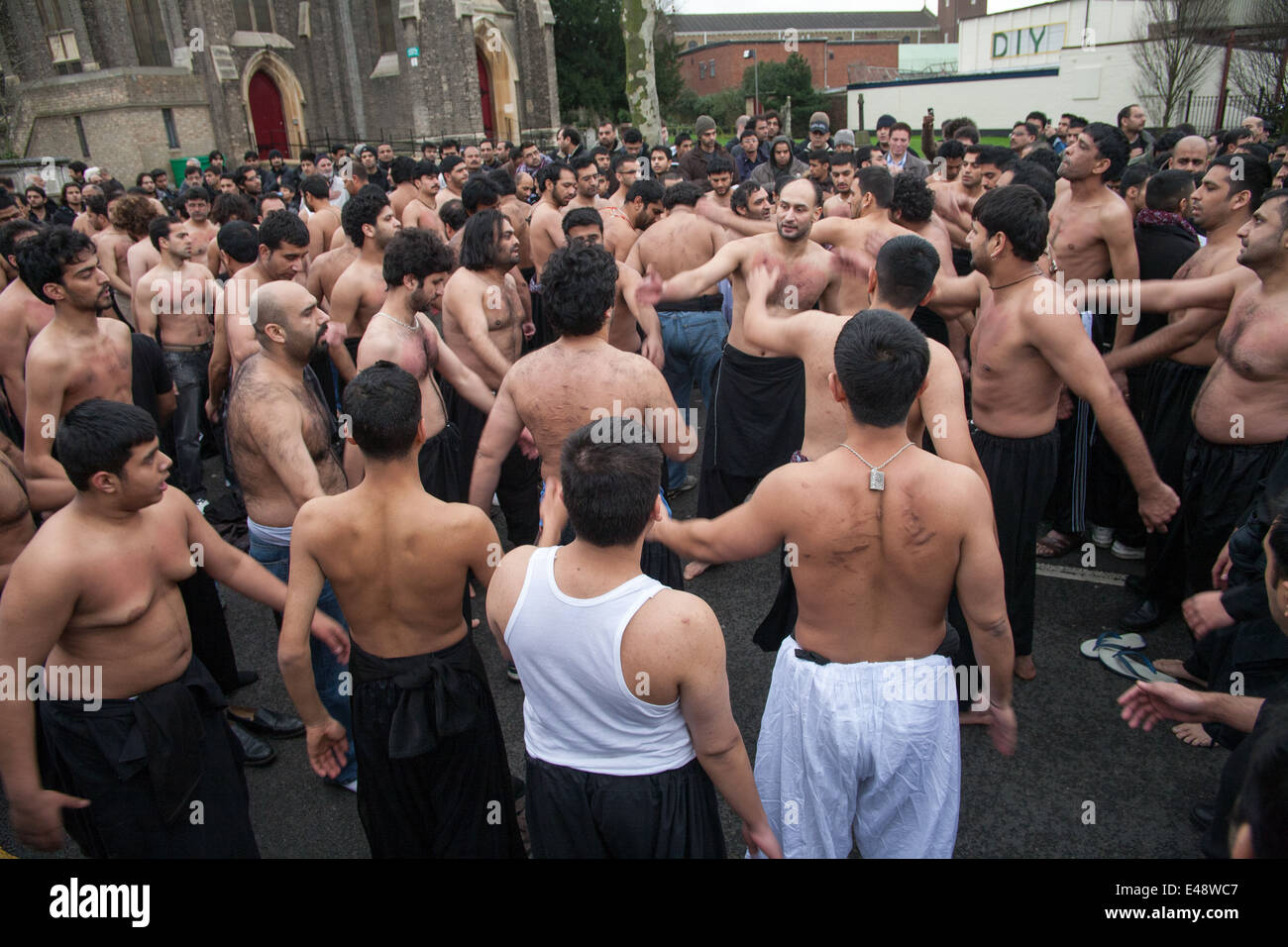Shia mourners during The 10th Muharram in Tooting South London Stock