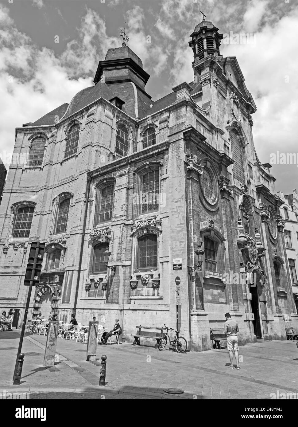 BRUSSELS, BELGIUM - JUNE 15, 2014: The Baroque church Notre Dame du Bon Secource. Stock Photo