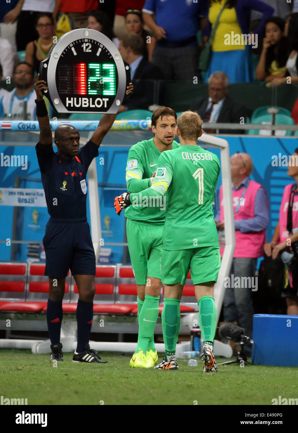 Salvador, Brazil. 05th July, 2014. Fifa World Cup Quarter Final. Netherlands versus Costa Rica from the Arena Fonte Nova stadium. Tim Krul replaces Jasper Cillessen at 120 minutes for the penalty shoot out Credit:  Action Plus Sports/Alamy Live News Stock Photo