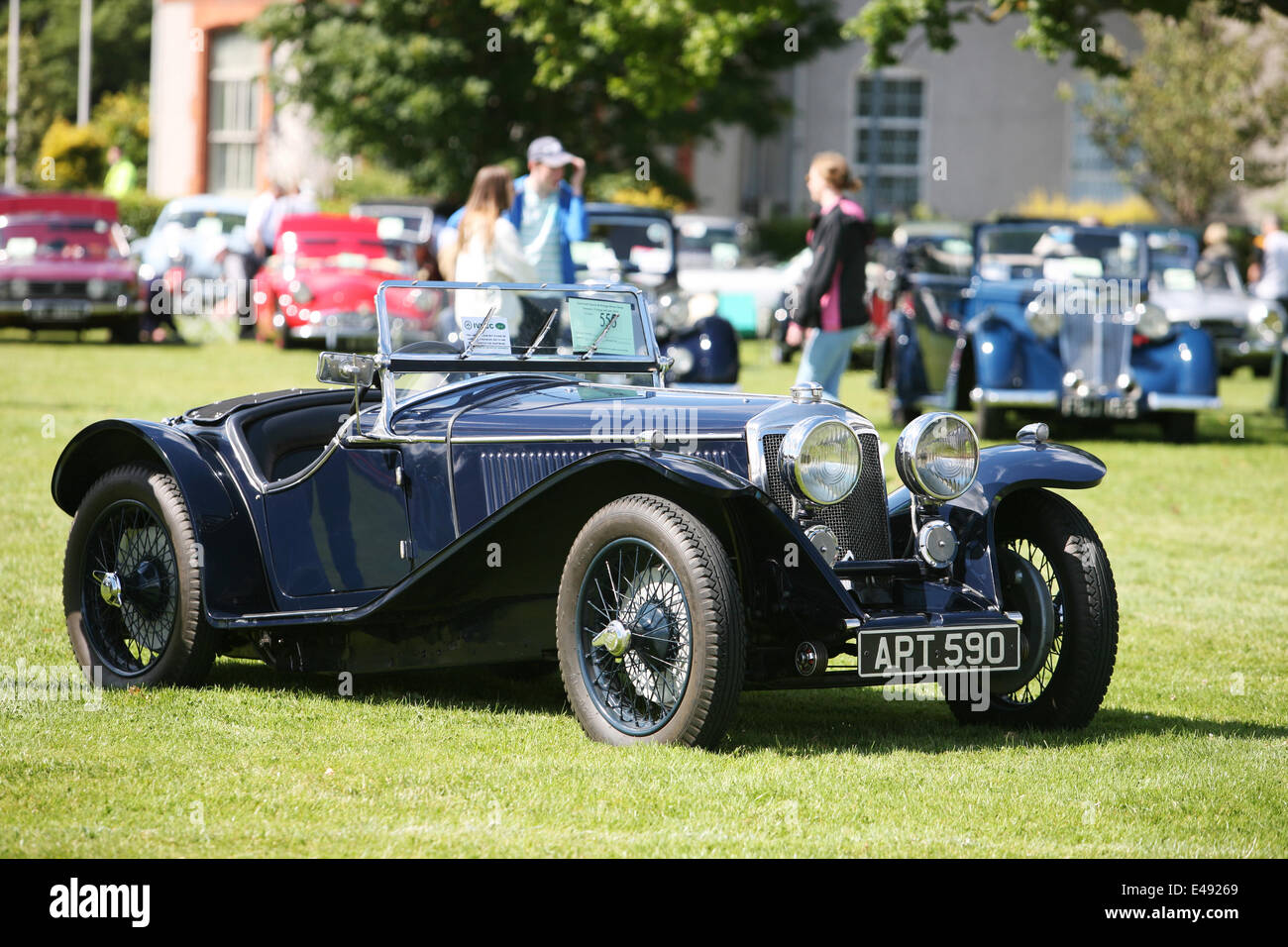 Dublin, Ireland. 6th July, 2014. Terenure Classic and Vintage car show Dublin 2014, featuring a strong turn out of Riley Cars from throughout the years. Terenure is one of Ireland's largest gathering of classic and vintage cars, with this being its 23rd year running. Credit:  Ian Shipley/Alamy Live News Stock Photo