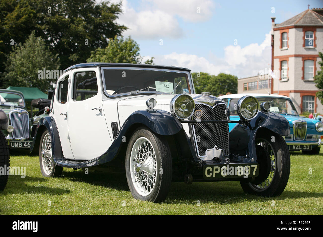 Dublin, Ireland. 6th July, 2014. Terenure Classic and Vintage car show Dublin 2014, featuring a strong turn out of Riley Cars from throughout the years. Terenure is one of Ireland's largest gathering of classic and vintage cars, with this being its 23rd year running. Credit:  Ian Shipley/Alamy Live News Stock Photo