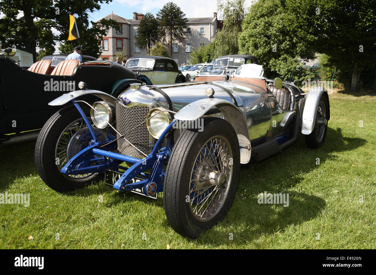 Dublin, Ireland. 6th July, 2014. Terenure Classic and Vintage car show Dublin 2014, featuring a strong turn out of Riley Cars from throughout the years. Terenure is one of Ireland's largest gathering of classic and vintage cars, with this being its 23rd year running. Credit:  Ian Shipley/Alamy Live News Stock Photo