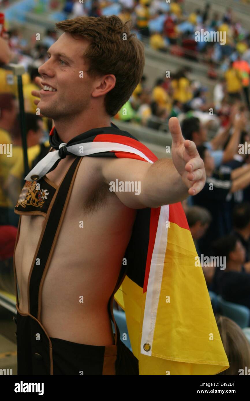 2014 FIFA World Cup Brazil. Germany fan at Maracanã in the quarterfinals match against France. Germany won 1-0. Rio de Janeiro, Brazil, 4th July, 2014. Stock Photo