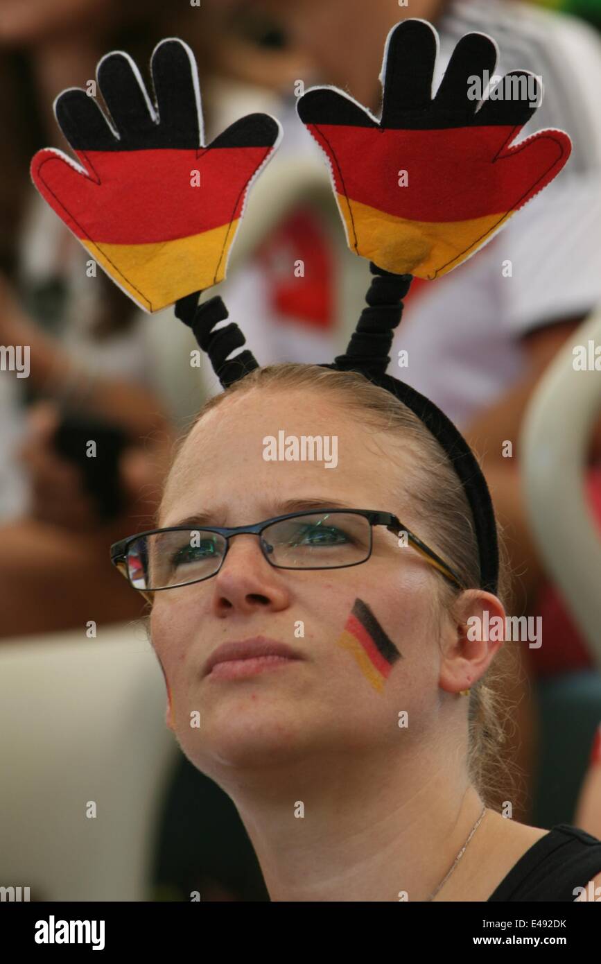 2014 FIFA World Cup Brazil. German fan at Maracanã in the quarterfinals match against France. Germany won 1-0. Rio de Janeiro, Brazil, 4th July, 2014. Stock Photo