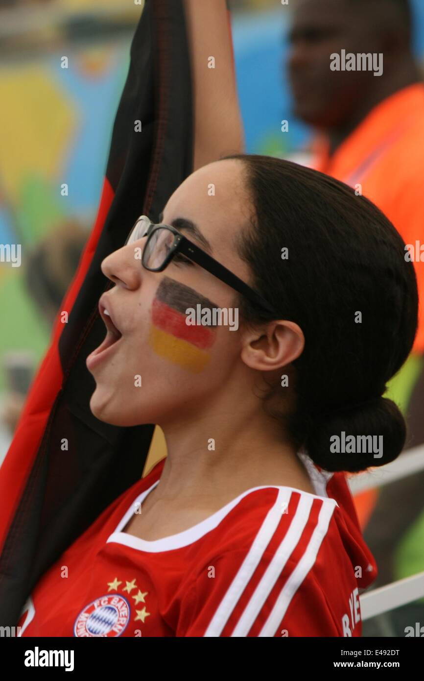 2014 FIFA World Cup Brazil. German fan at Maracanã in the quarterfinals match against France. Germany won 1-0. Rio de Janeiro, Brazil, 4th July, 2014. Stock Photo