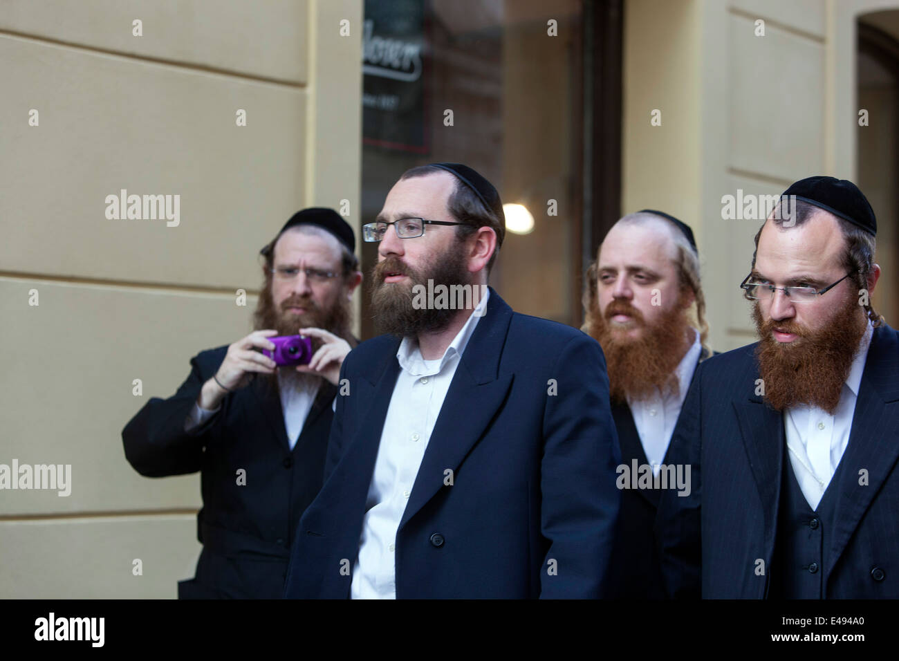Orthodox Jews in Prague Czech Republic Stock Photo