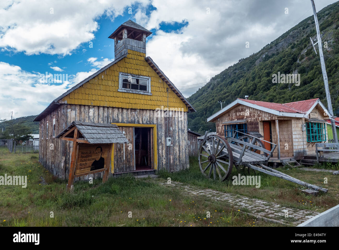 Street view from Villa O'Higgins, the southern most point on Carretera Austral, Chile Stock Photo