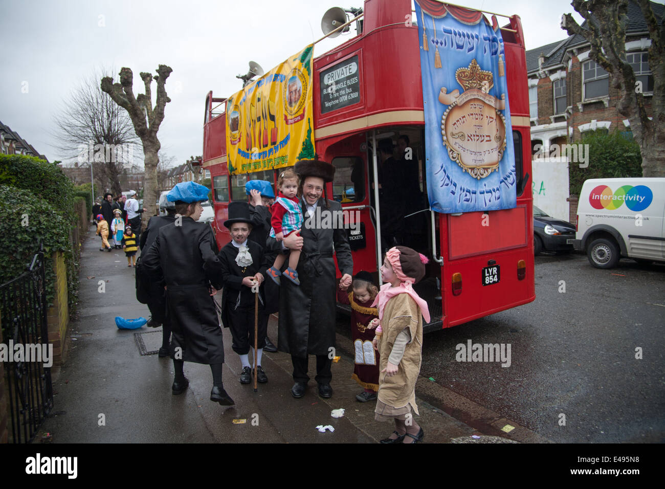 Jewish children celebrate Purim  Stamford Hill  London Stock Photo