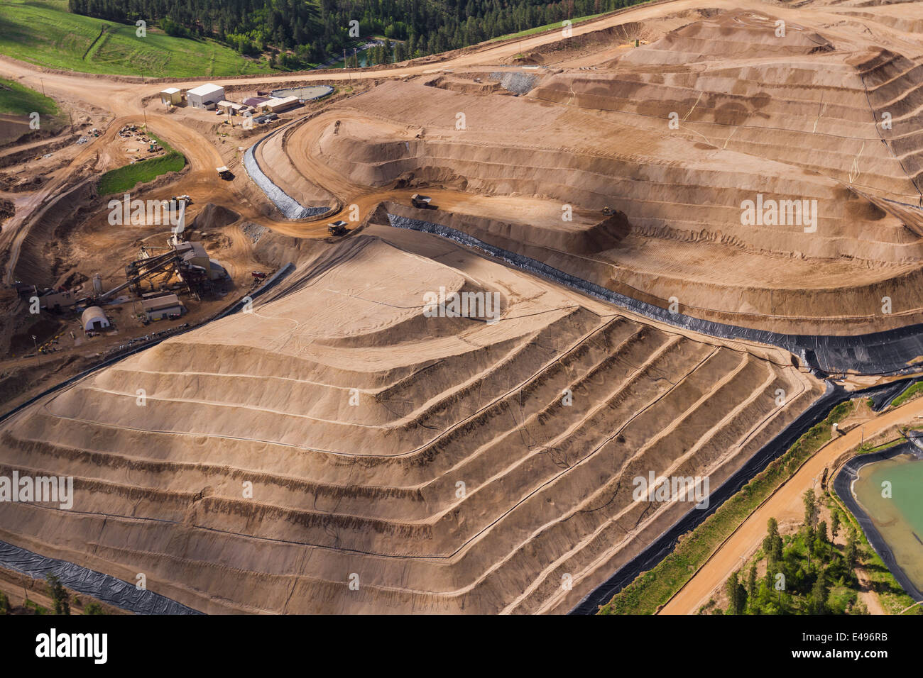 aerial view of an open pit mine in South Dakota Stock Photo