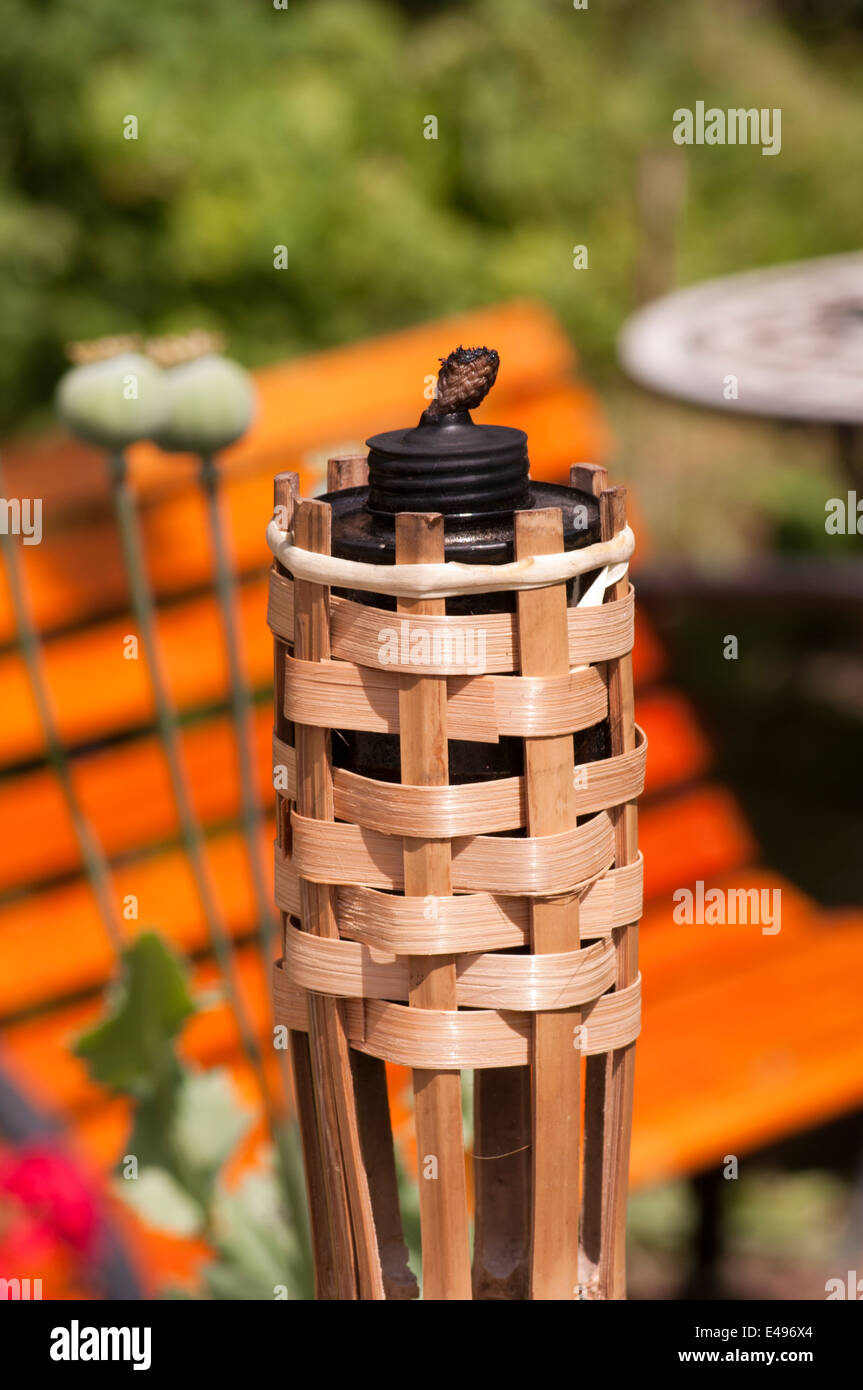 Split Cane Unlit Tiki Garden Oil Lamp Lighting Stock Photo Alamy
