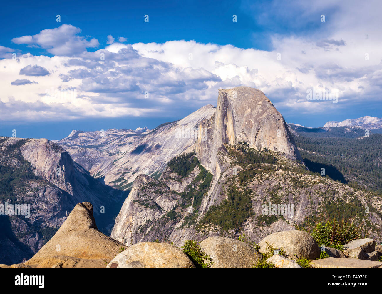 View of Half Dome from Glacier Point.  Yosemite National Park, California, United States. Stock Photo