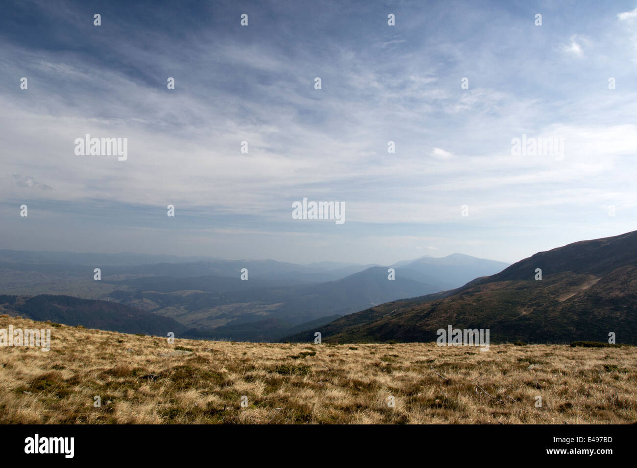 cloudy sky over a large mountain plateau Stock Photo - Alamy