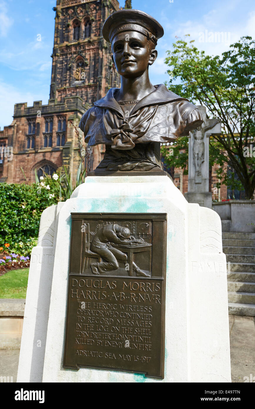 Statue Of Douglas Morris Harris A Wireless Operator St Peters Collegiate Church & Gardens Wolverhampton West Midlands UK Stock Photo