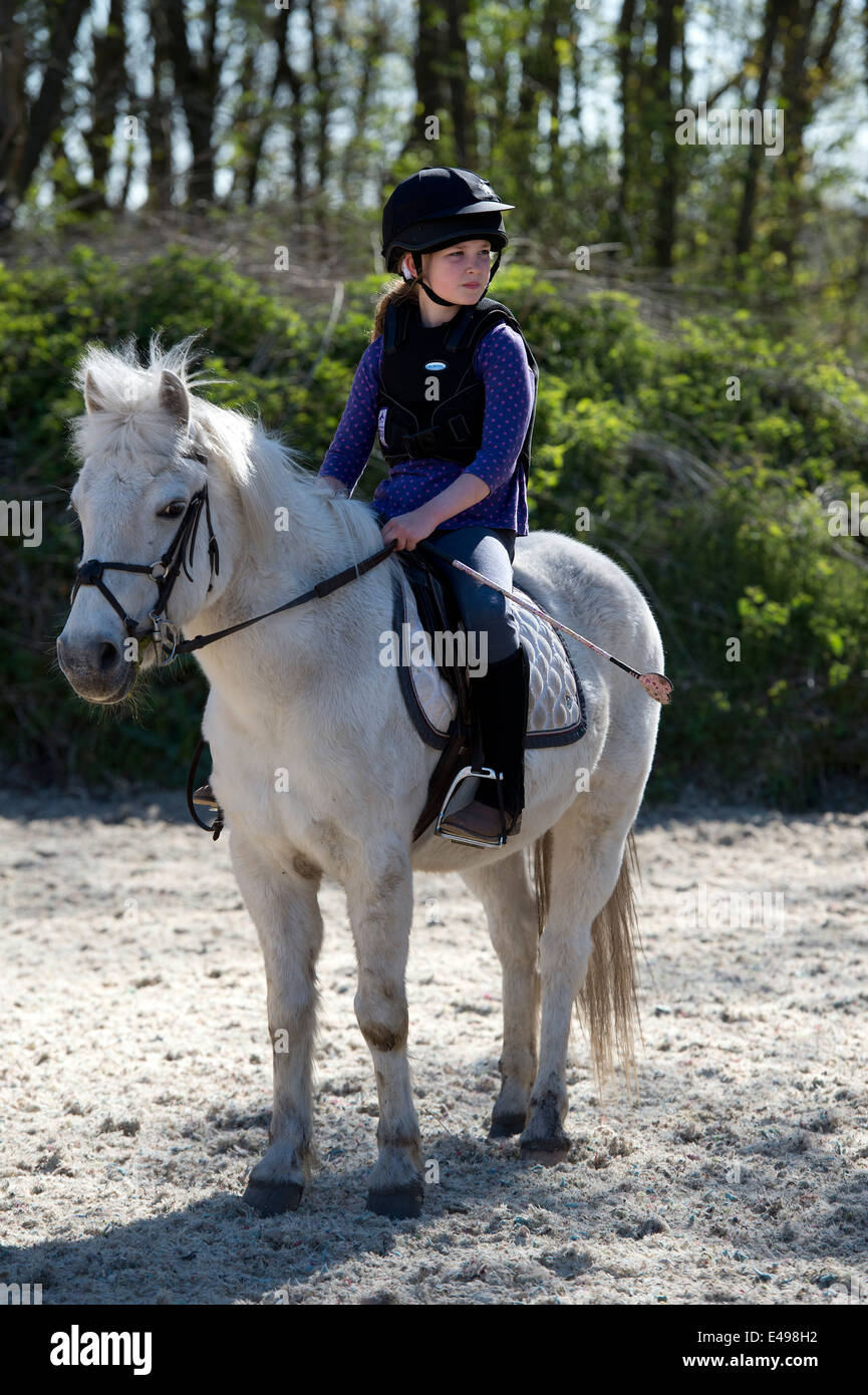 Girl riding a horse in a riding stable hi-res stock photography and ...