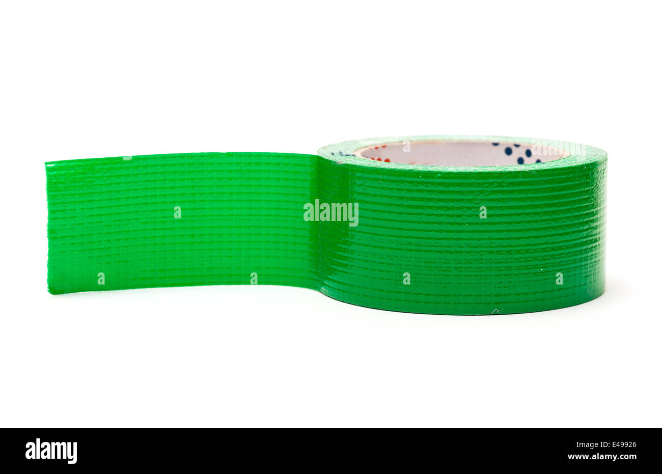 Roll of Green Adhesive Tape, on white background Stock Photo