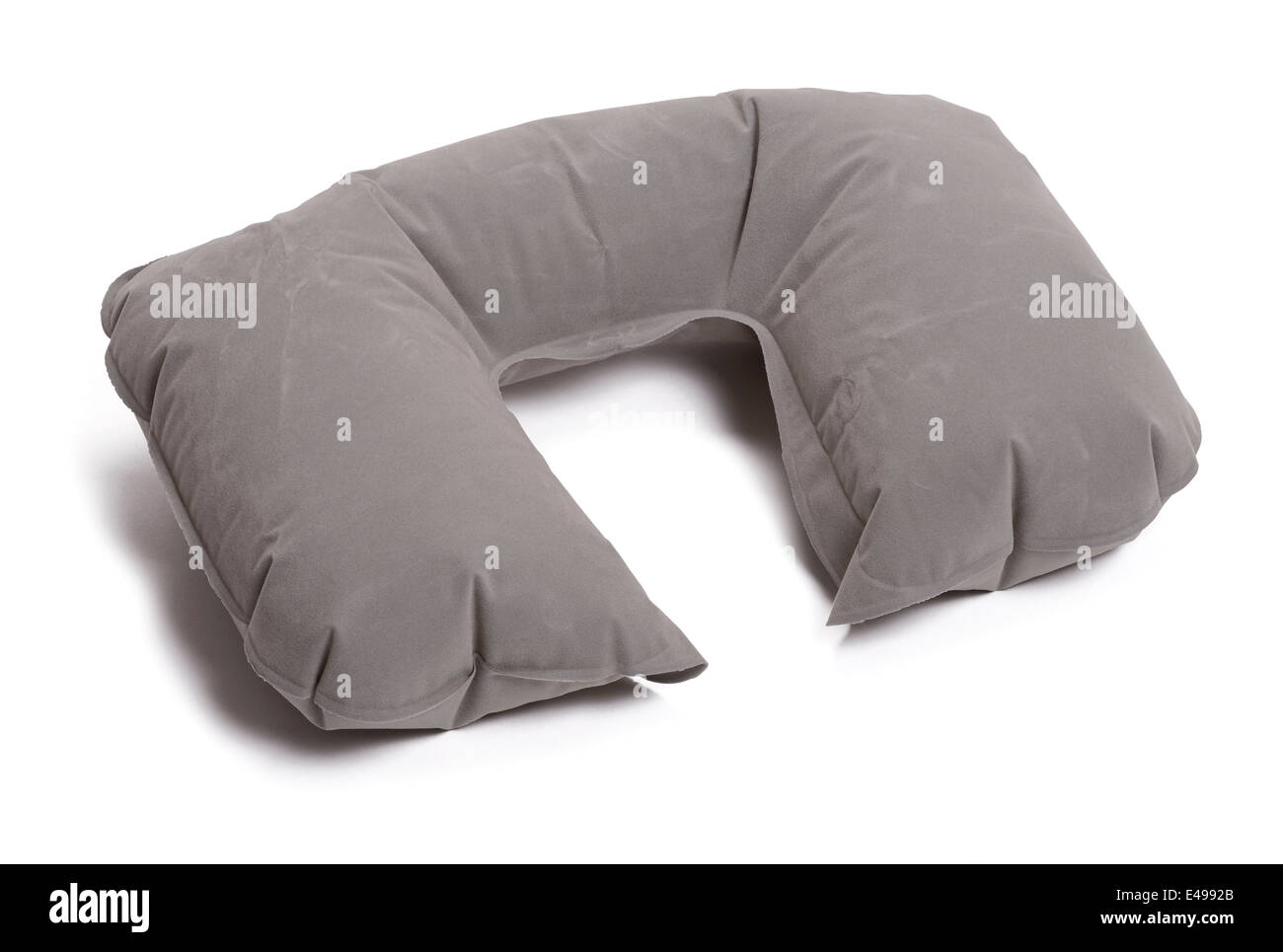 Grey inflatable travel neck pillow Stock Photo