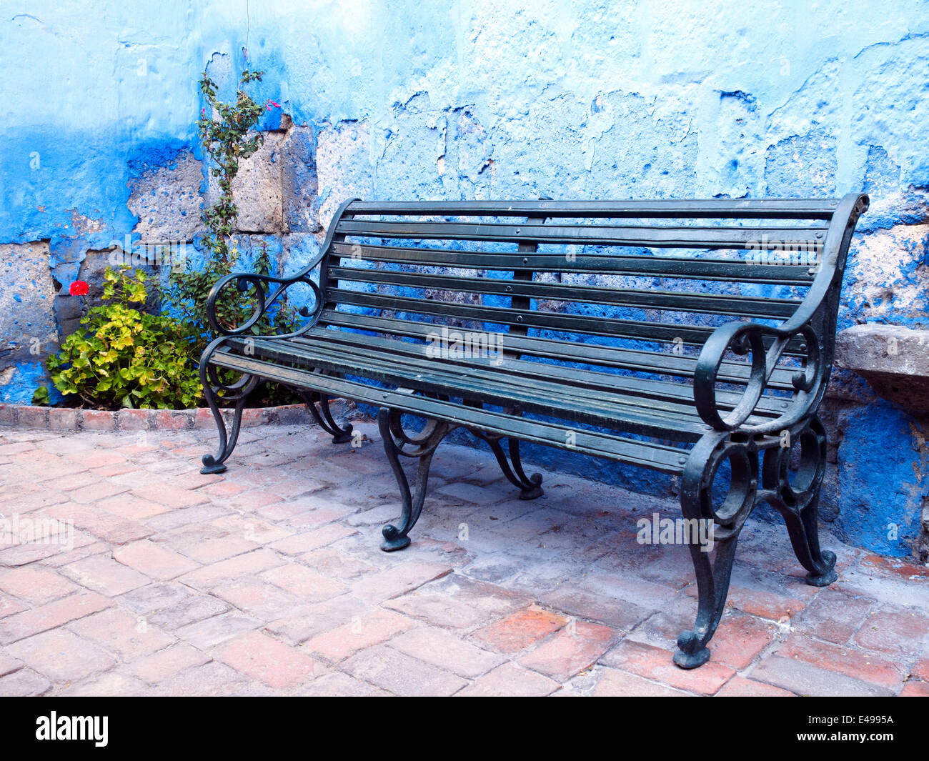 A bench in Santa Catalina Monastery - Arequipa, Peru Stock Photo