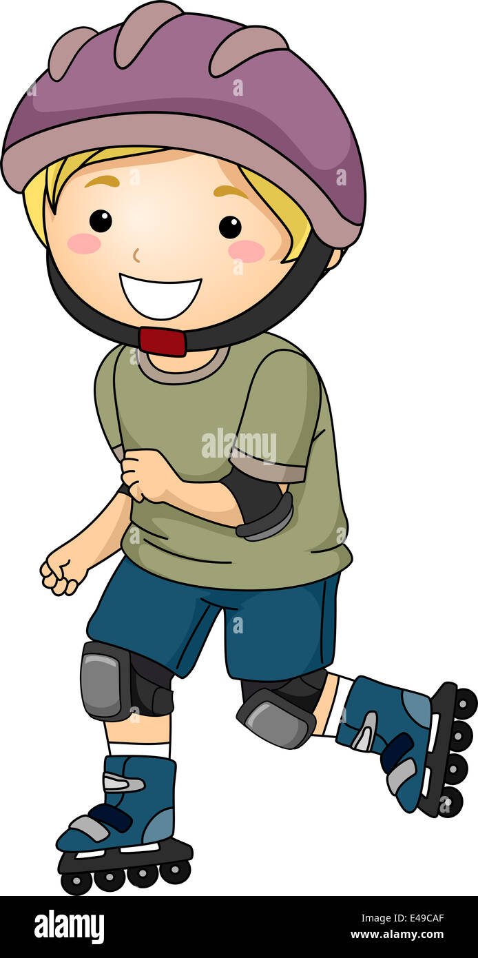 Illustration of a Little Boy Wearing Protective Gear While