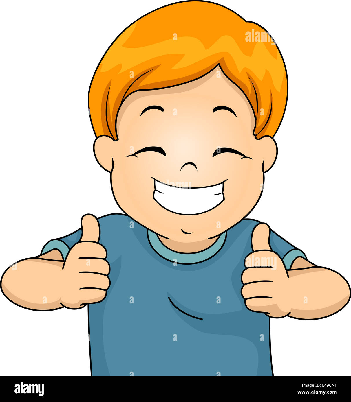 Illustration of a Little Boy Giving Two Thumbs Up Stock Photo - Alamy