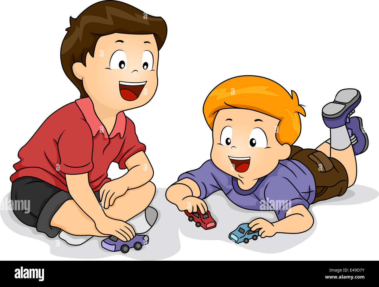 Illustration Featuring Little Boys Playing with Toy Cars Stock Photo ...
