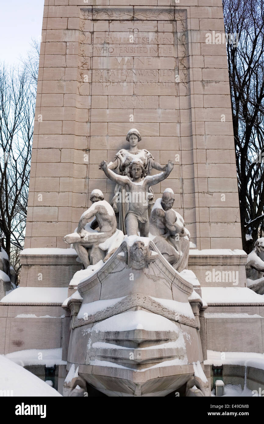 Lower section of the USS Maine National Monument in Central Park New
