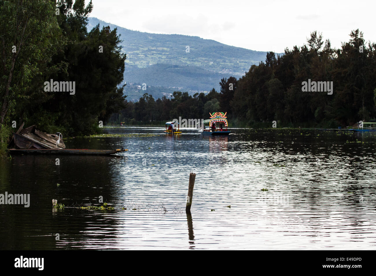beautiful landscape in the old aztec town of Xochimilco in Mexico City area Stock Photo