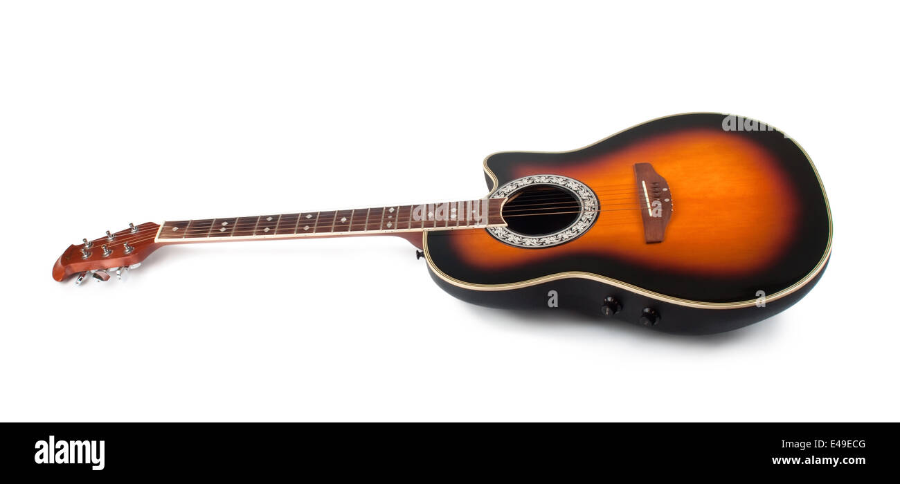 brown guitar isolated on white Stock Photo