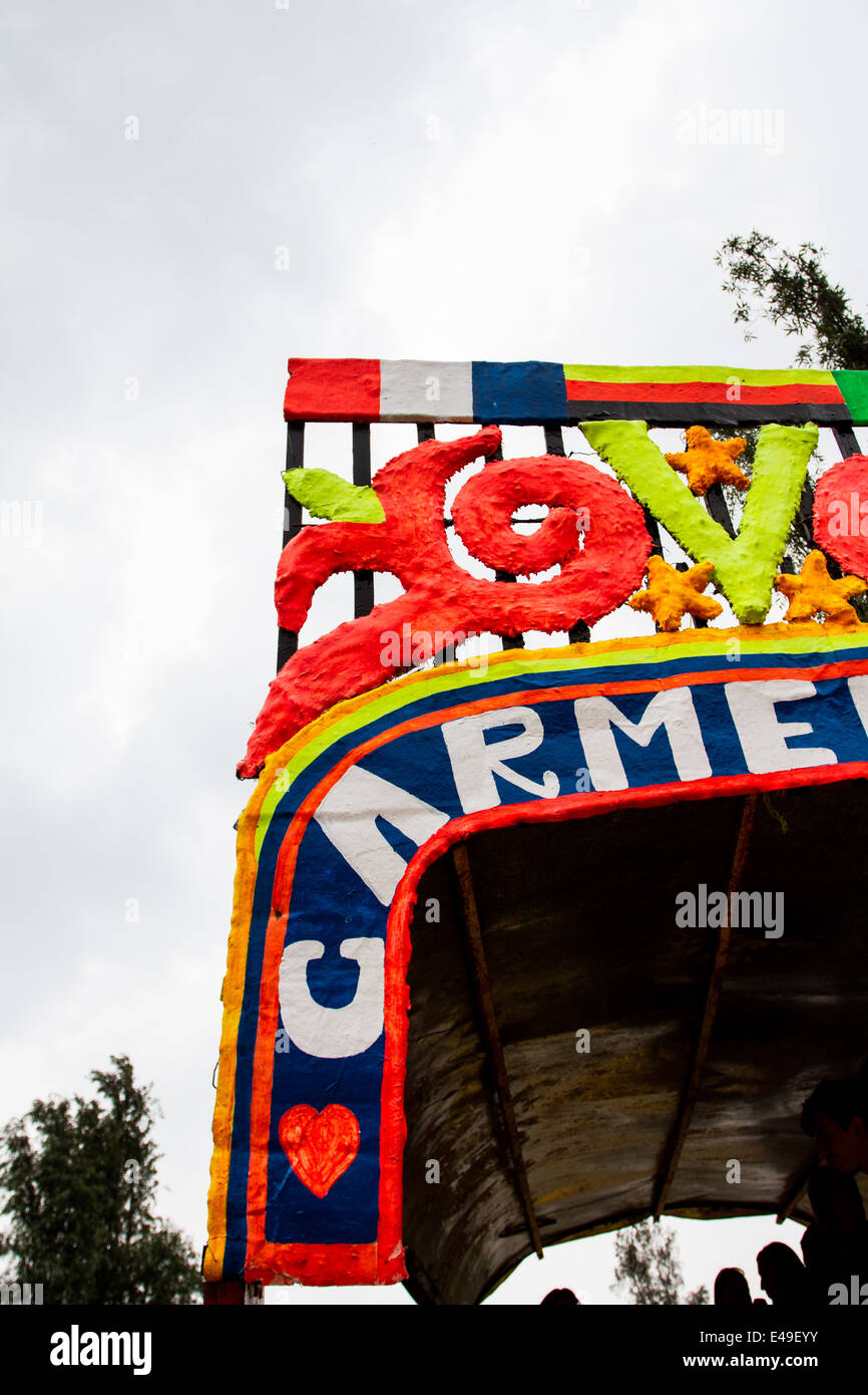 Xochimilco trajineras in Mexico City, ancient traditional ride in the channels Stock Photo