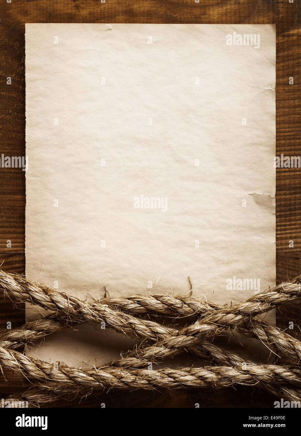 aged Rope on the old paper background Stock Photo - Alamy