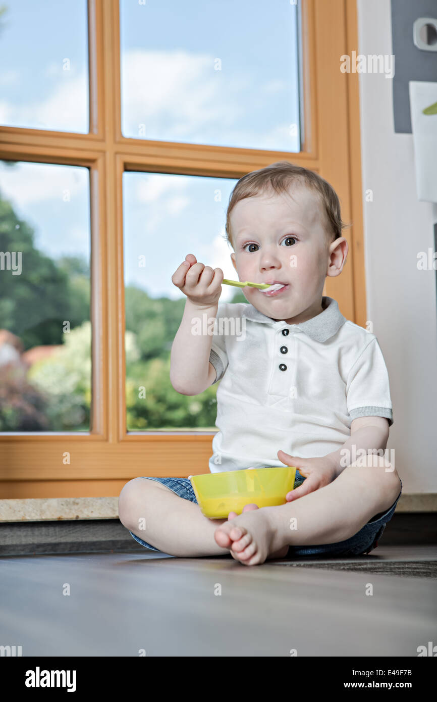 a 1,5 years old boy in the kitchen Stock Photo Alamy