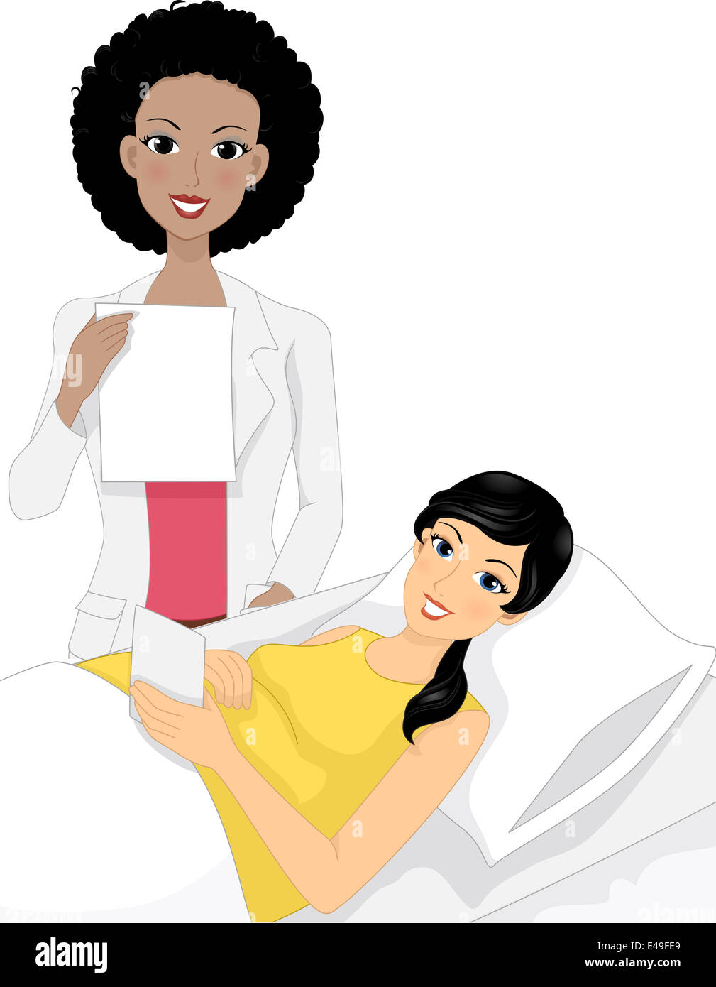 Illustration of an Ob-Gyne Discussing the Result of the Ultrasound with ...
