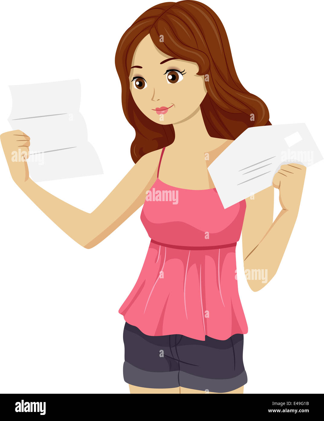 Teenage girl reading letter hi-res stock photography and images - Alamy
