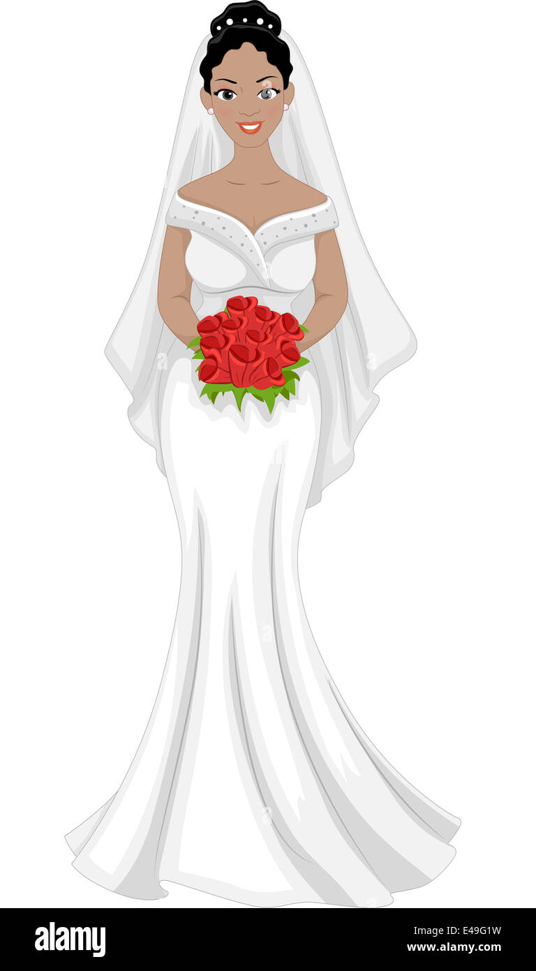 https://c8.alamy.com/comp/E49G1W/illustration-of-a-lovely-african-american-bride-in-her-wedding-dress-E49G1W.jpg