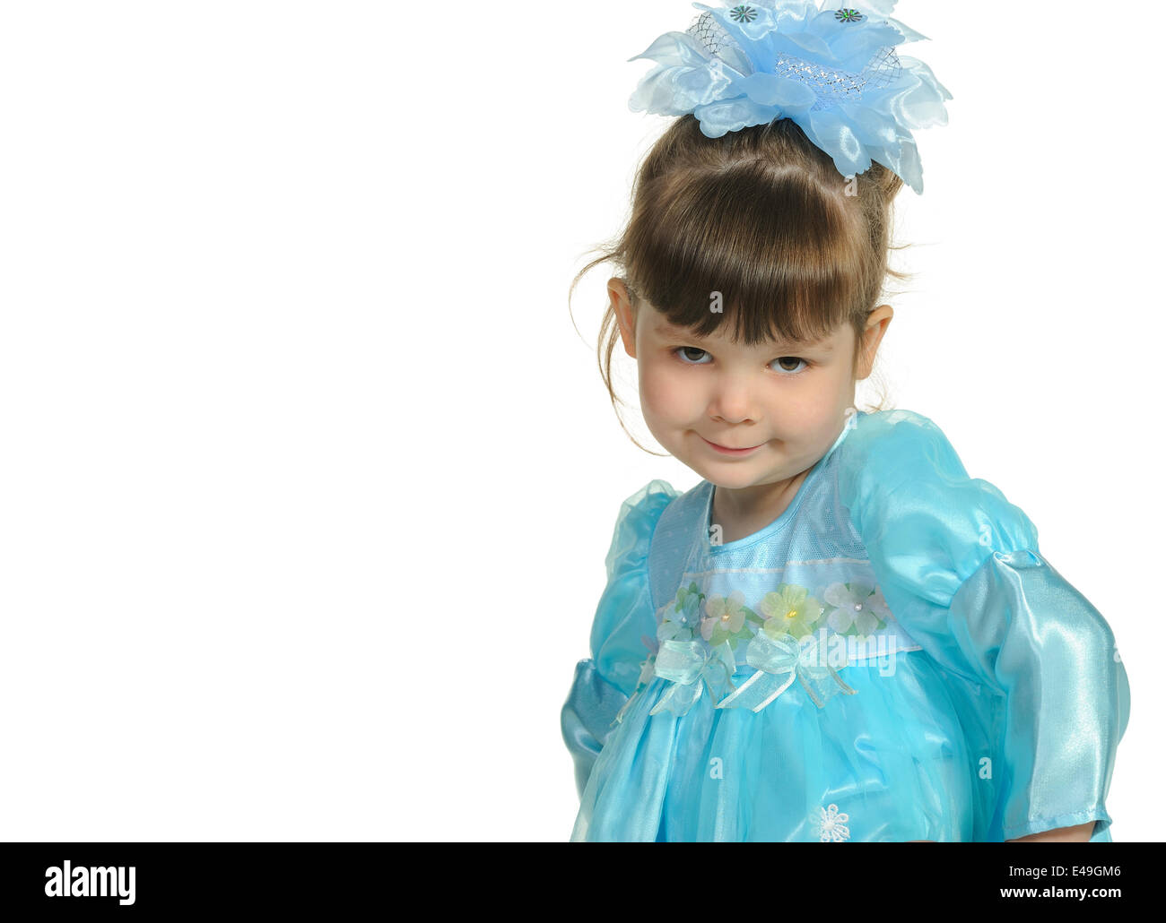 Pretty the little girl in a blue dress Stock Photo - Alamy