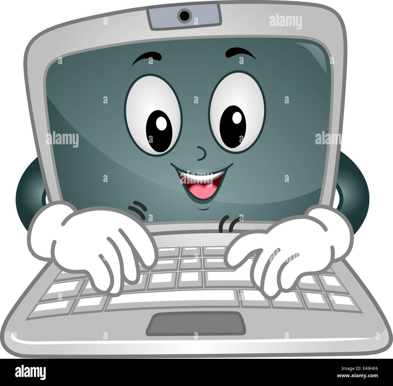 Mascot Illustration Featuring a Laptop Typing Away on its Keyboard ...